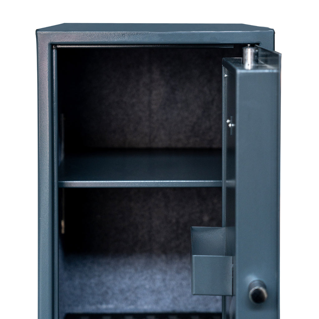 POHJOLAN URHEILUTARVIKE Asekaappi 7 Aseelle, hylly kiskoilla, EN 14450, 159x50x41cm, Harmaa