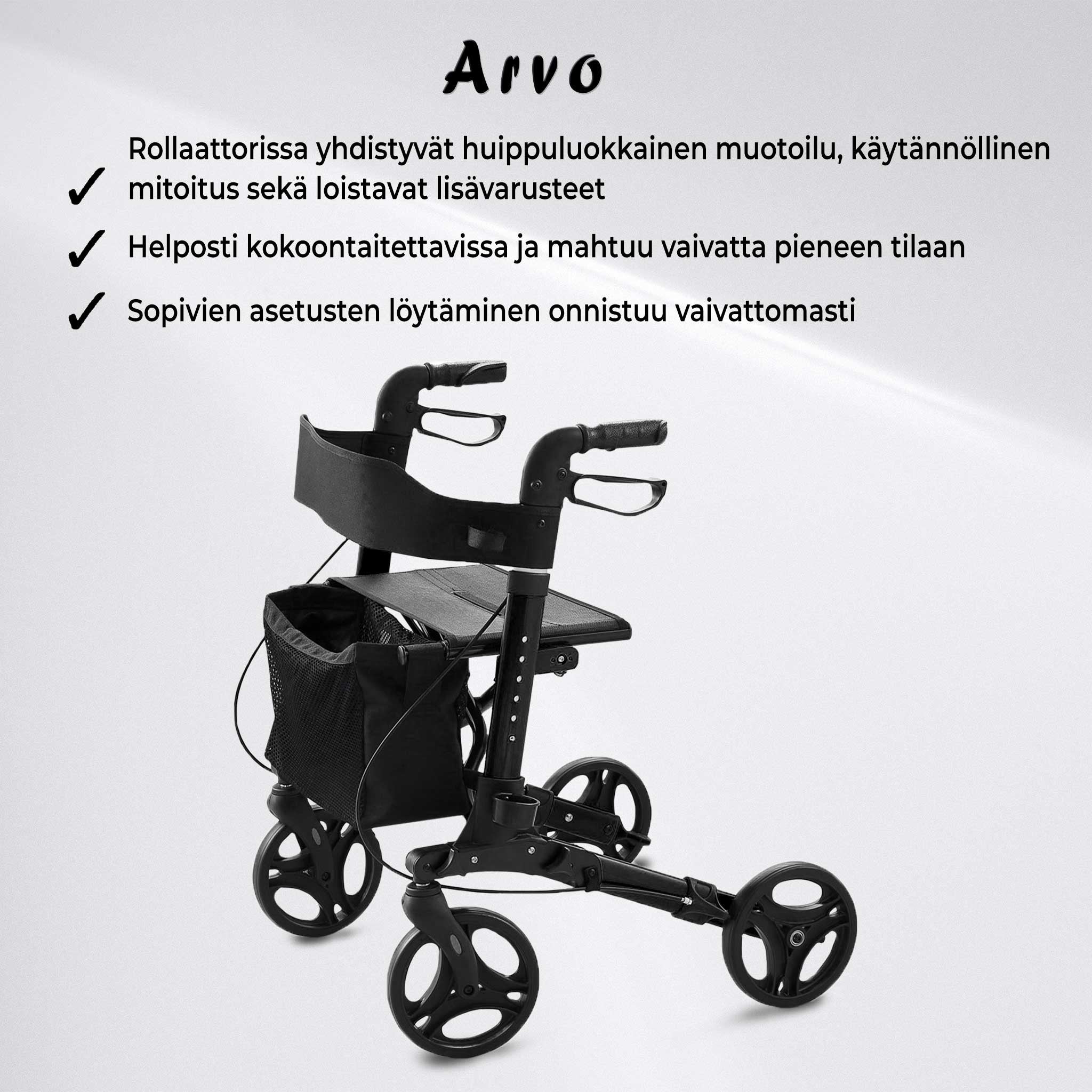 ARVO ROLLATOR DELUXE. BLACK