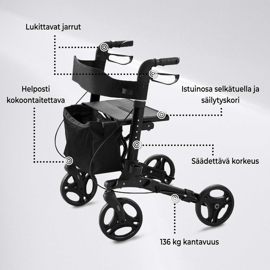 Rollator Deluxe. Svart