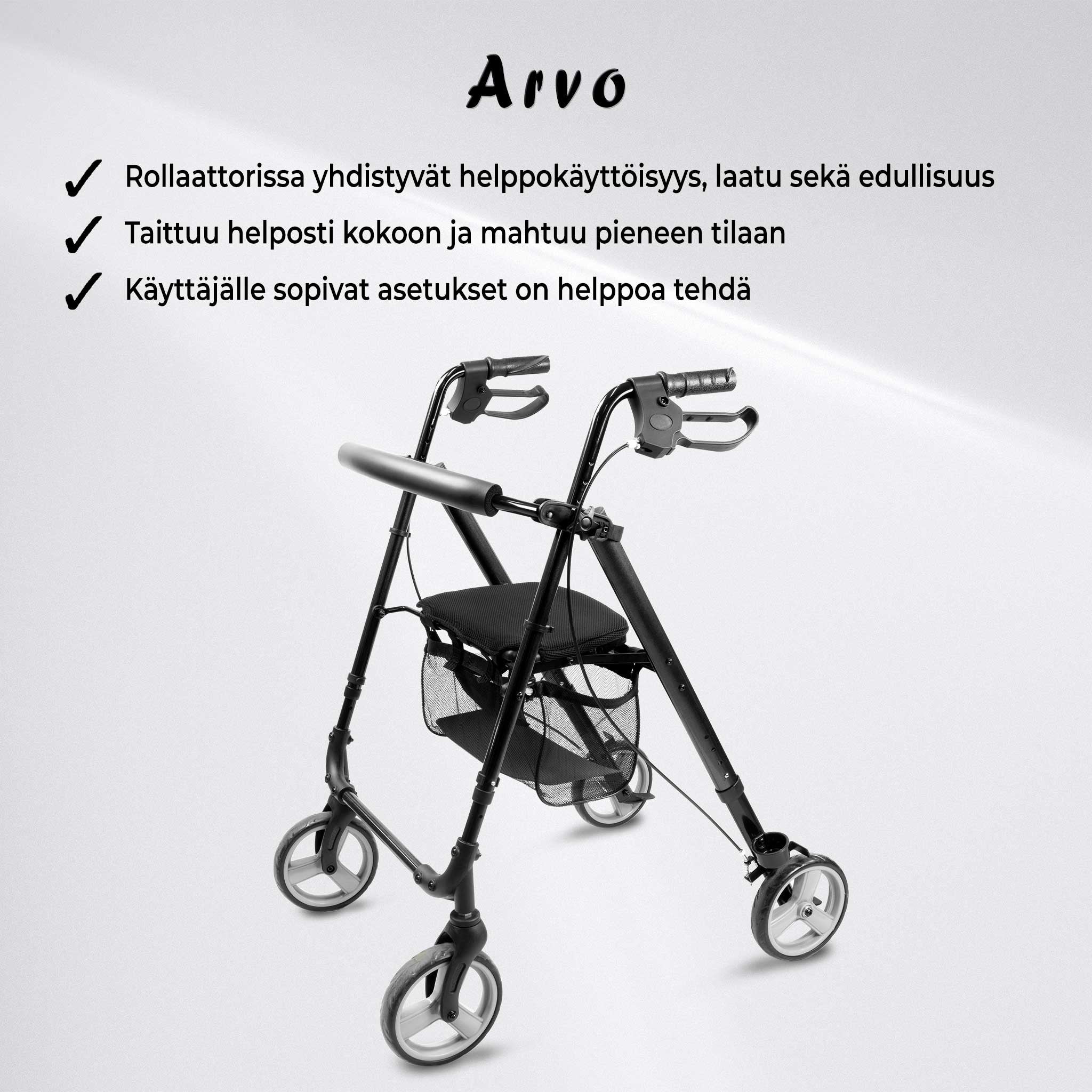 ARVO ROLLAATTORI KEVYT. MUSTA