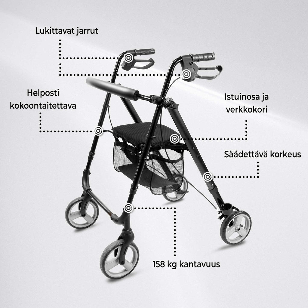 ARVO ROLLAATTORI KEVYT. MUSTA