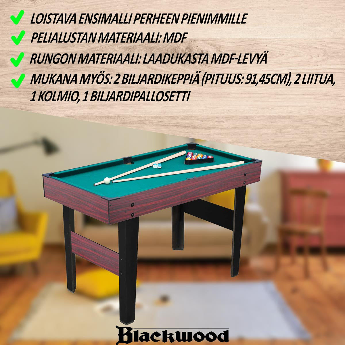BLACKWOOD BILJARDIPÖYTÄ. JUNIOR 4'
