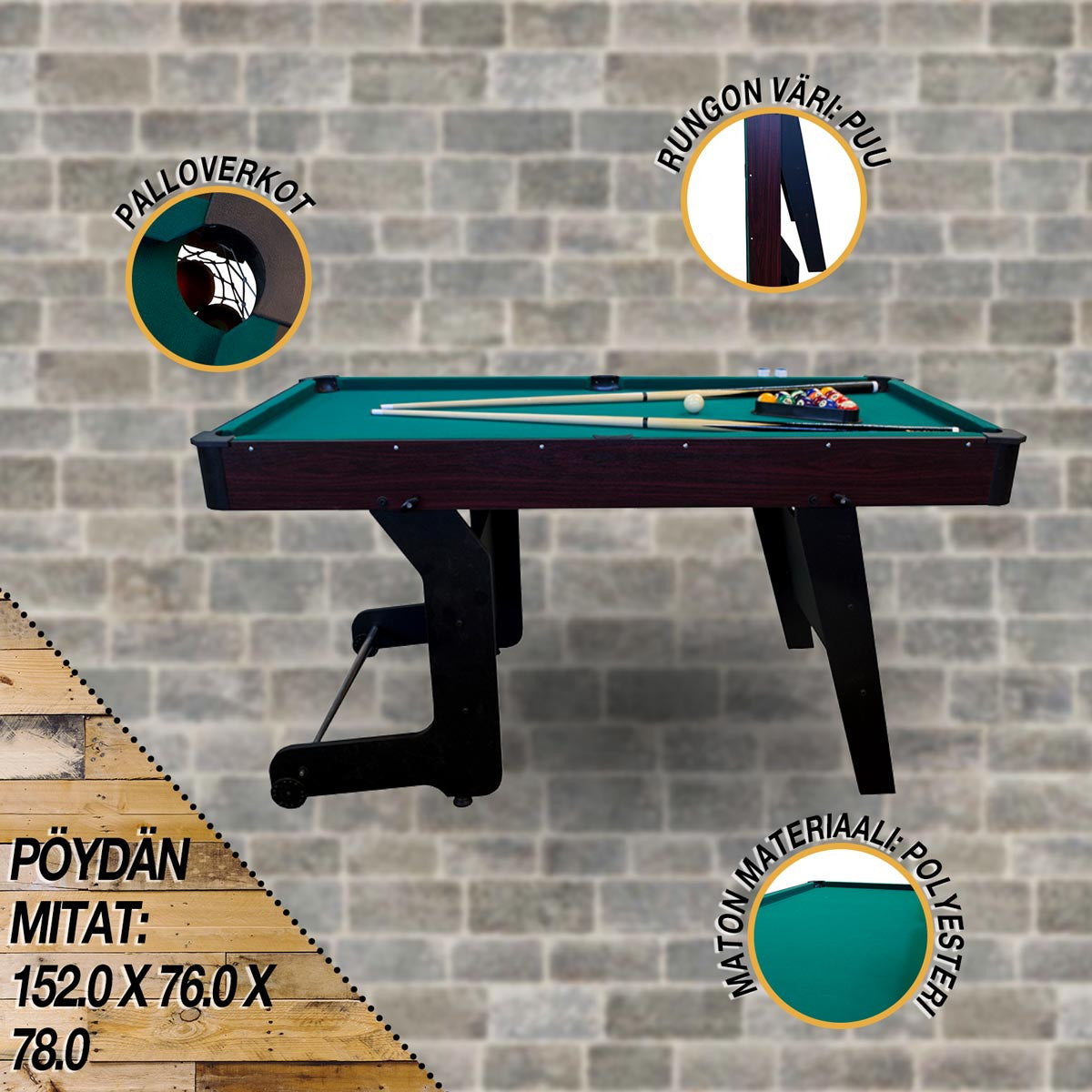 BLACKWOOD JUNIOR  5 BILJARDIPÖYTÄ. KOKOONTAITETTAVA