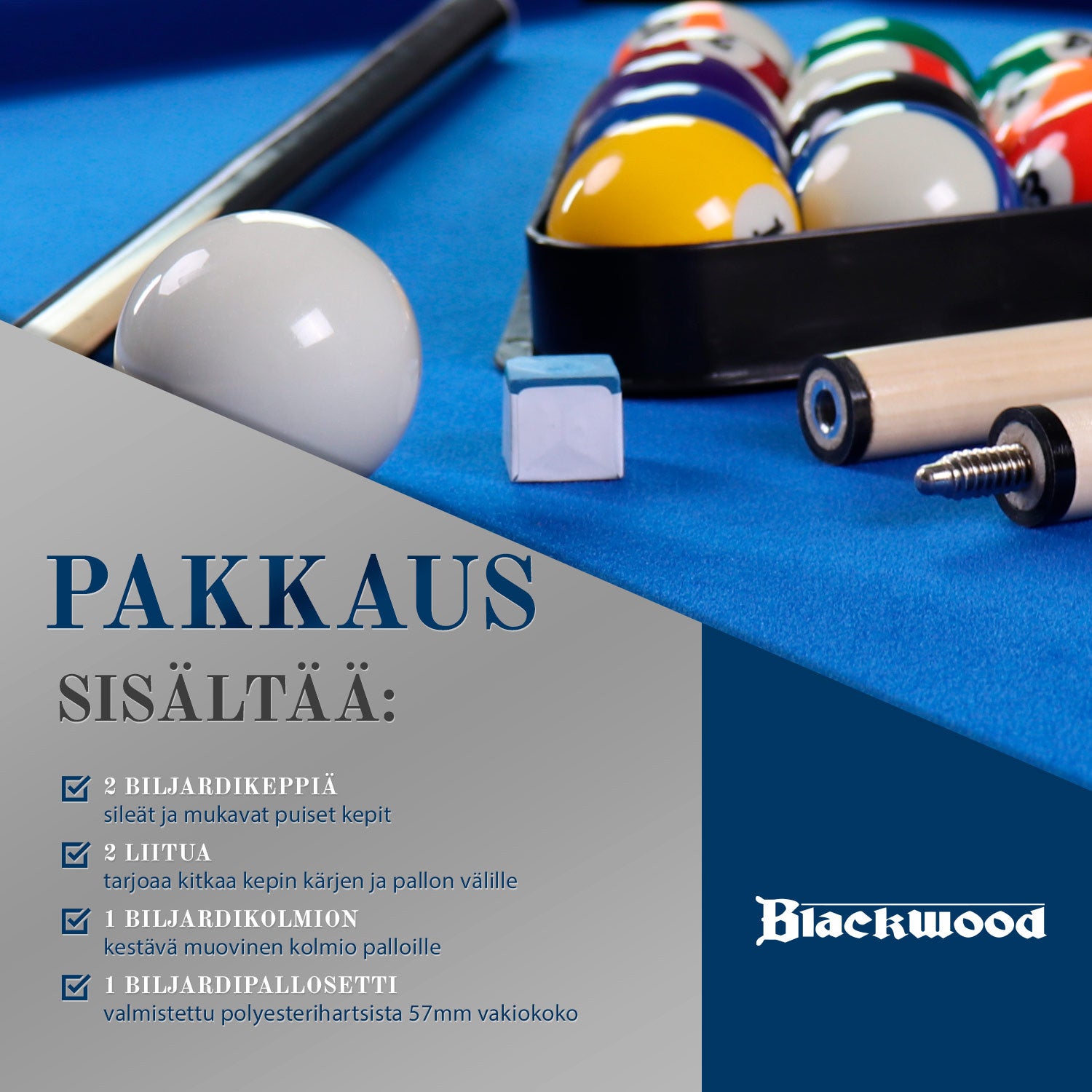 BLACKWOOD BILJARDIPÖYTÄ. 7' Official BLACK