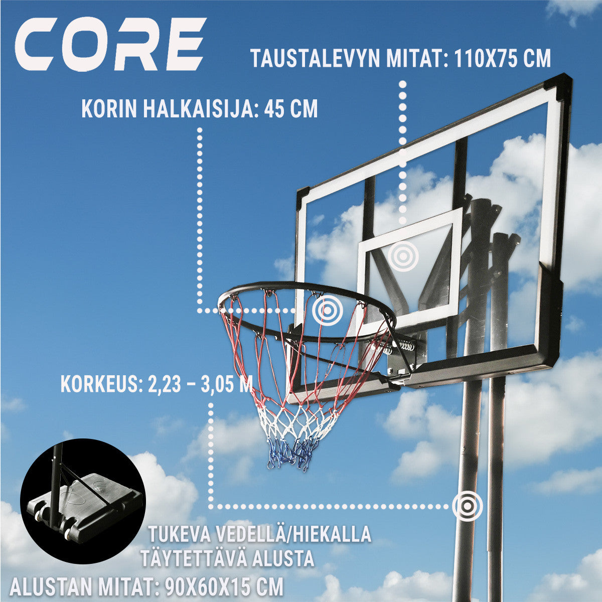 Koripalloteline Premium 2,3-3,05M