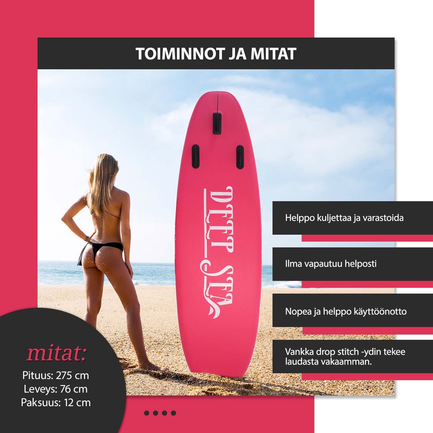 DS SUP-LAUTASETTI STANDARD 275CM PINKKI