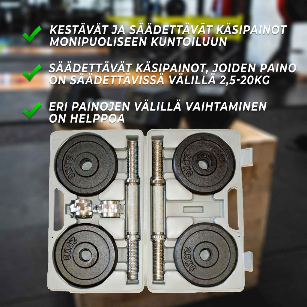 FS 20KG KÄSIPAINOSETTI SALKUSSA