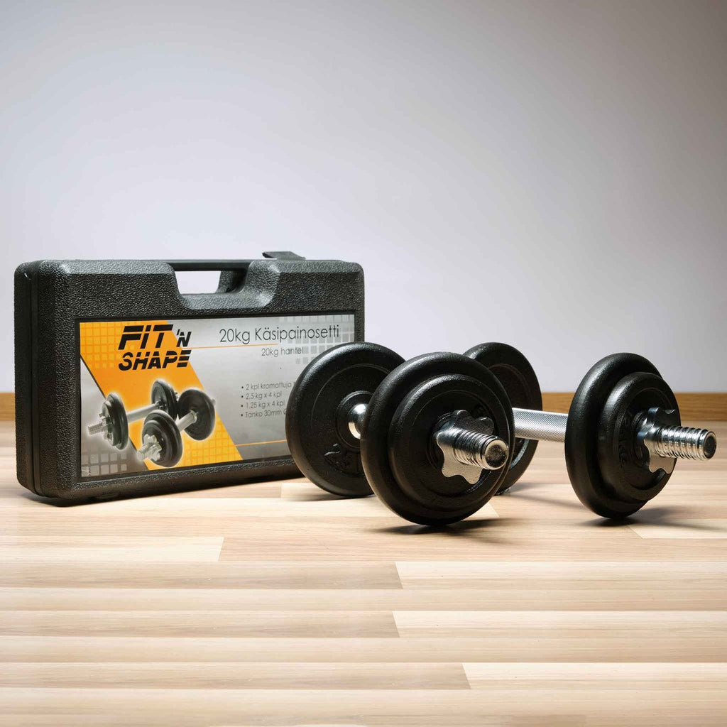 FS 20KG KÄSIPAINOSETTI SALKUSSA