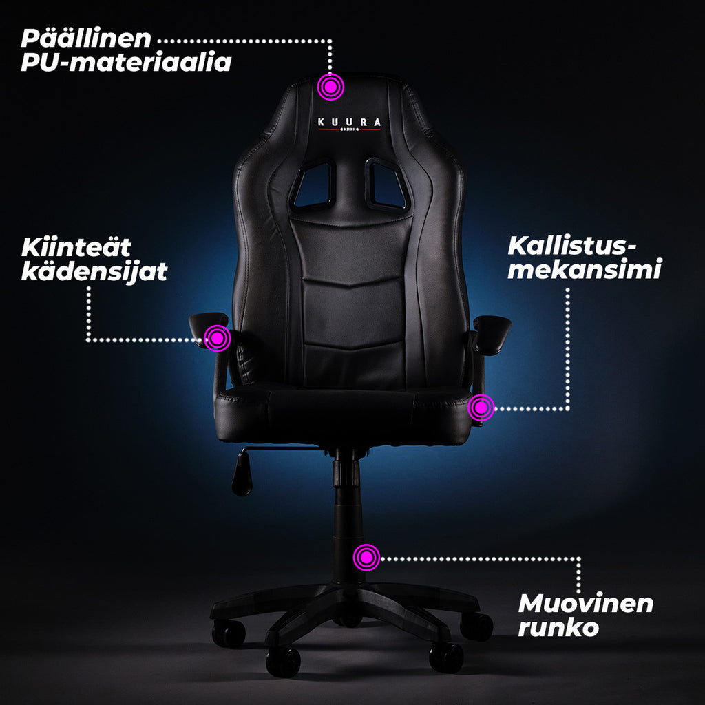 KUURA GAMING PELITUOLI GAMER MUSTA