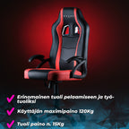 KUURA GAMING PELITUOLI GAMER MUSTA/PUNAINEN