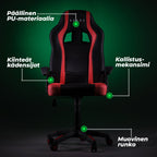 KUURA GAMING PELITUOLI GAMER MUSTA/PUNAINEN
