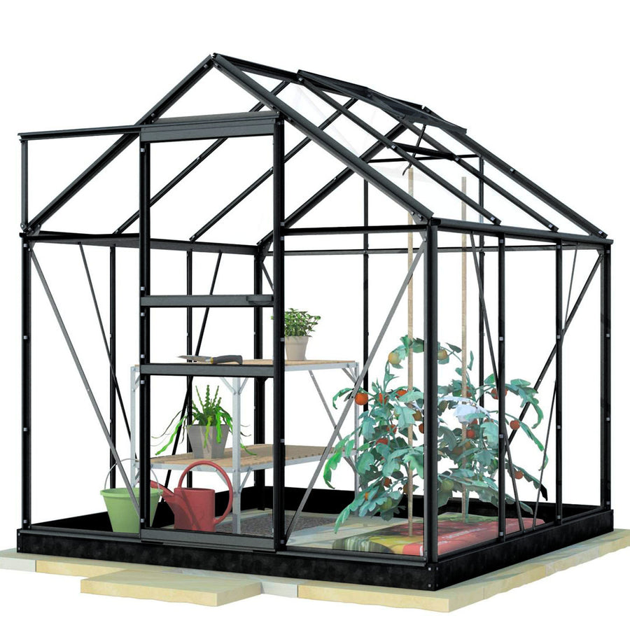 Glasväxthus Svart 3,8 m2