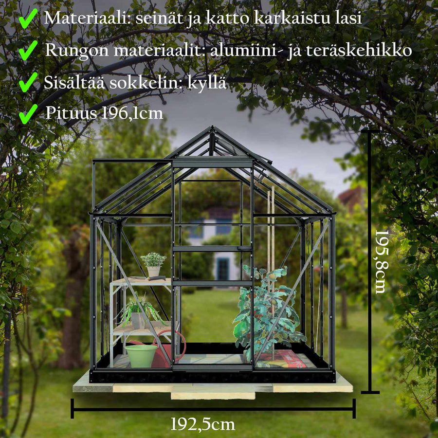 Glasväxthus Svart 3,8 m2