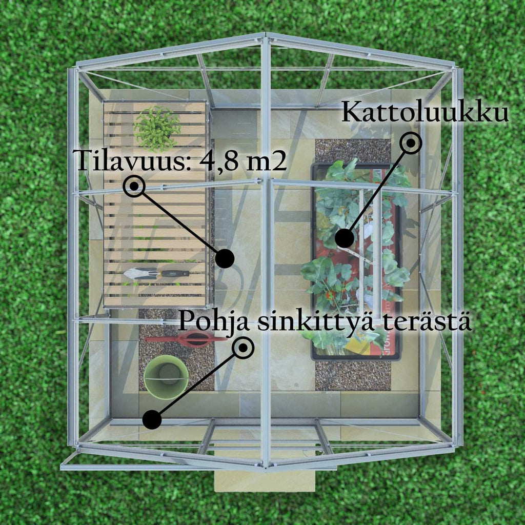 LYKKE PC KASVIHUONE HOPEA 4.8 M2