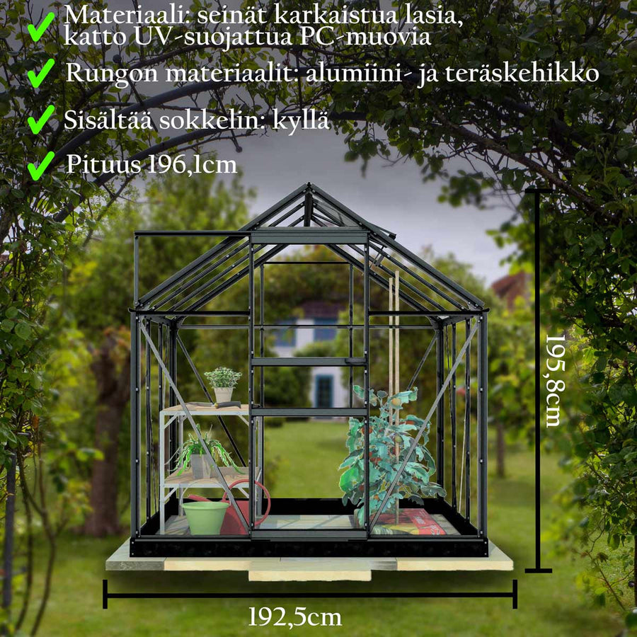 Hybridi Kasvihuone Musta 3.8 M2