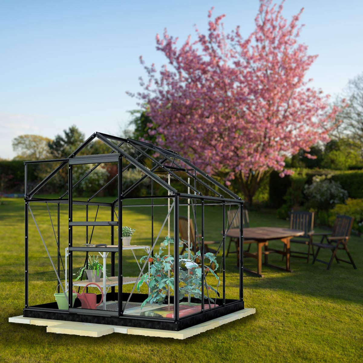 LYKKE HYBRIDI KASVIHUONE MUSTA 3.8 M2