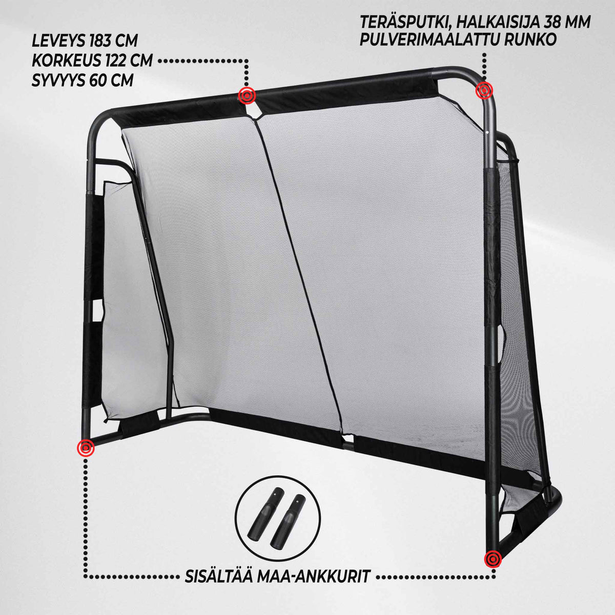 Jalkapallomaali 183X122X60 Premium Black