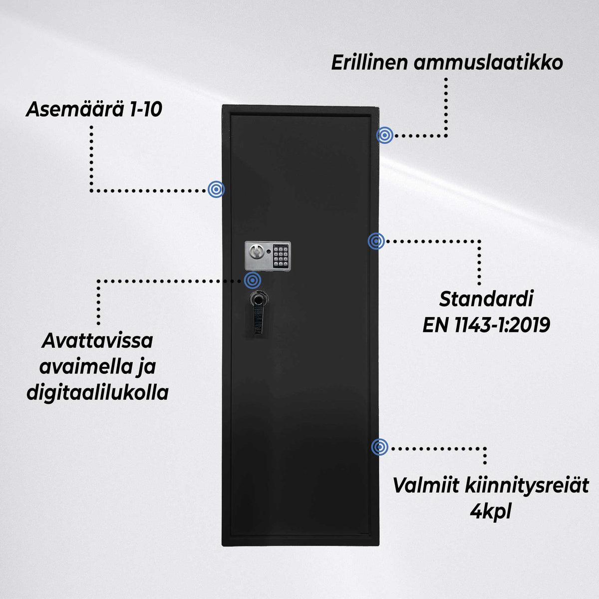 Vapenskåp 10-Asetta As1000 V2. Svart