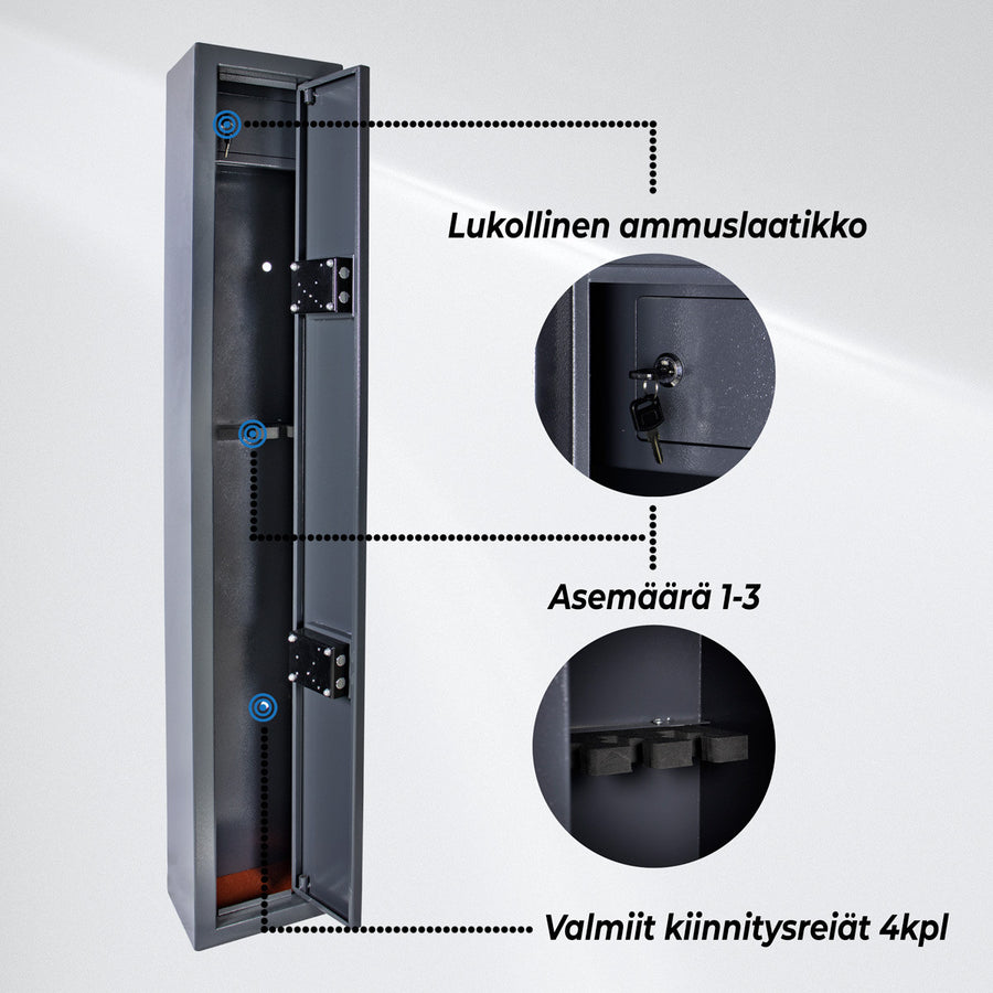 Vapenskåp 3-Asetta As300 Grå