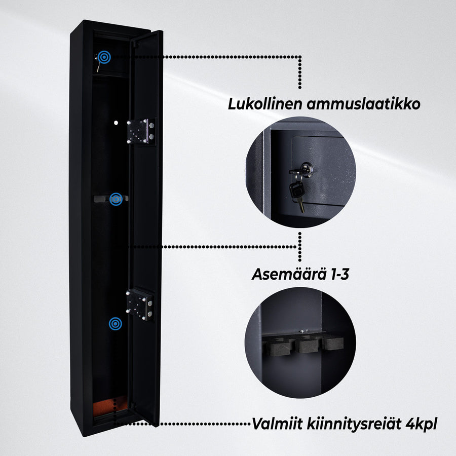 Vapenskåp 3-Asetta As300 Svart