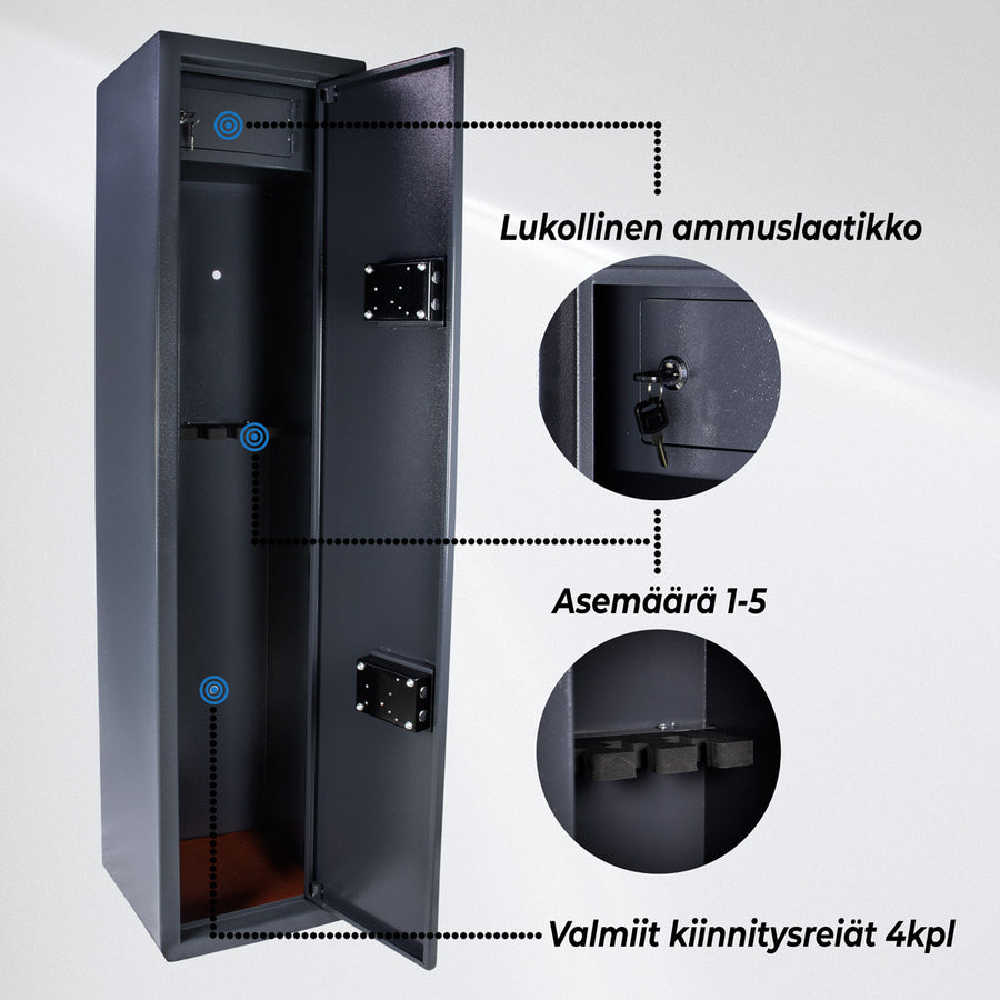 Vapenskåp 5-Asetta As500 Grå