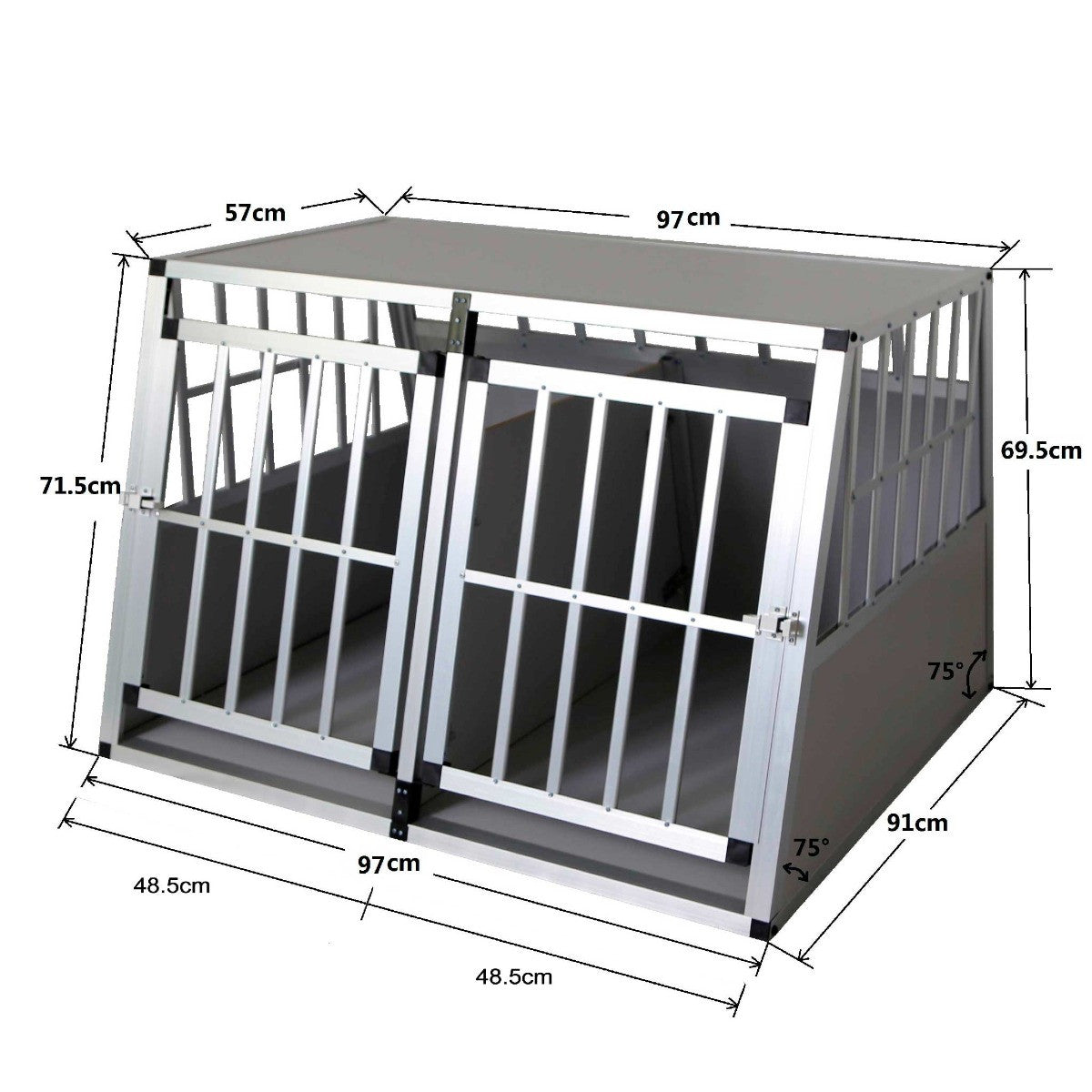 Hundbur 97 x 90 x 69,5 cm – aluminiumram, MDF-paneler, XL