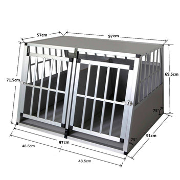 Hundbur 97 x 90 x 69,5 cm – aluminiumram, MDF-paneler, XL