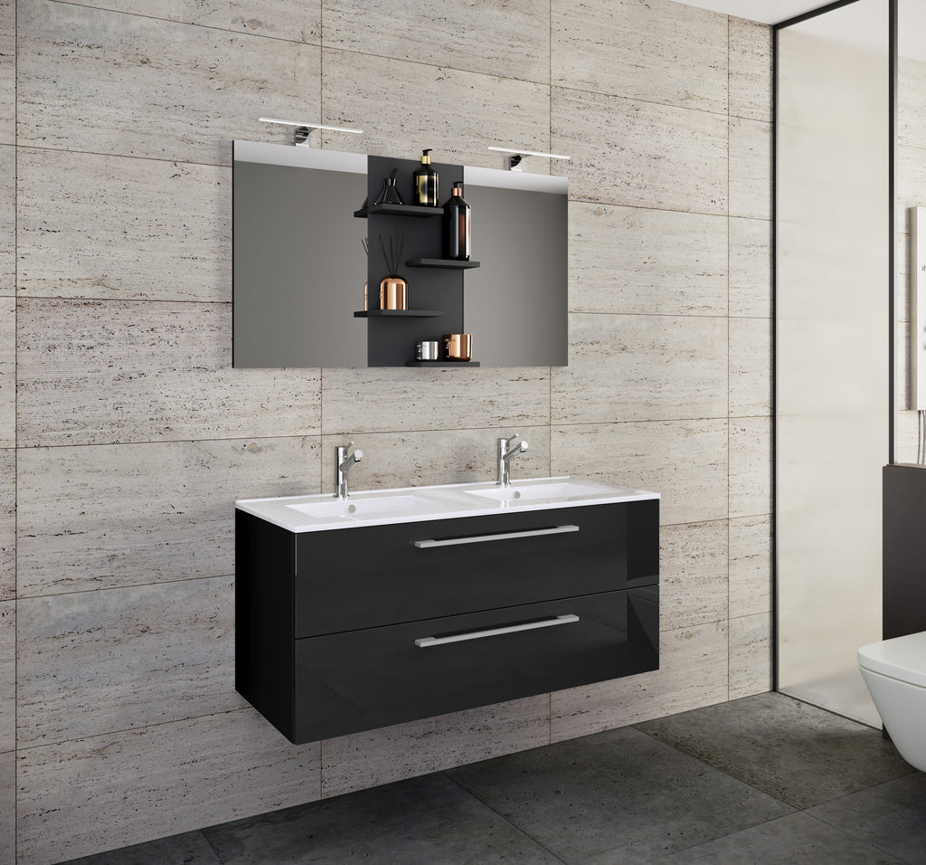 3-Osainen Pesuallas Budasi Peilillä, musta