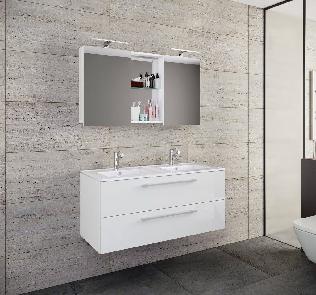 3-Osainen Pesuallas Budasi Peilikaapilla, valkoinen