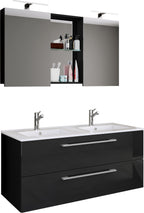 3-Osainen Pesuallas Budasi Peilikaapilla, musta