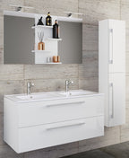 4-Osainen Pesuallas Budasi Peilillä Ja Korkealla Kaapilla, valkoinen