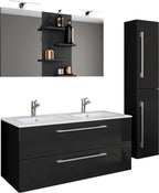 4-Osainen Pesuallas Budasi Peilillä Ja Korkealla Kaapilla, musta