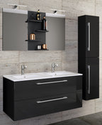 4-Osainen Pesuallas Budasi Peilillä Ja Korkealla Kaapilla, musta