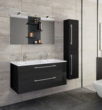 4-Osainen Pesuallas Budasi Peilillä Ja Korkealla Kaapilla, musta