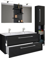 4-Osainen Pesuallas Budasi Peilillä Ja Korkealla Kaapilla, musta