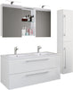 4-delat handfat Budasi med spegelskåp och högskåp, vitt