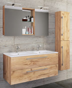 4-Osainen Pesuallas Budasi Peilikaapilla Ja Korkealla Kaapilla, puu