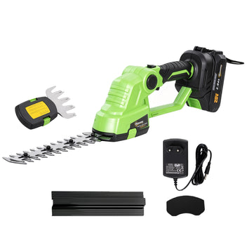 Akkukäyttöinen pensas- ja nurmikkoleikkuri 2-in-1, 18 V, vihreä