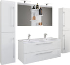 5-piece Pesuallas Budasi Peilillä Ja 2 Korkealla Kaapilla, valkoinen