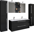 5-piece Pesuallas Budasi Peilillä Ja 2 Korkealla Kaapilla, musta