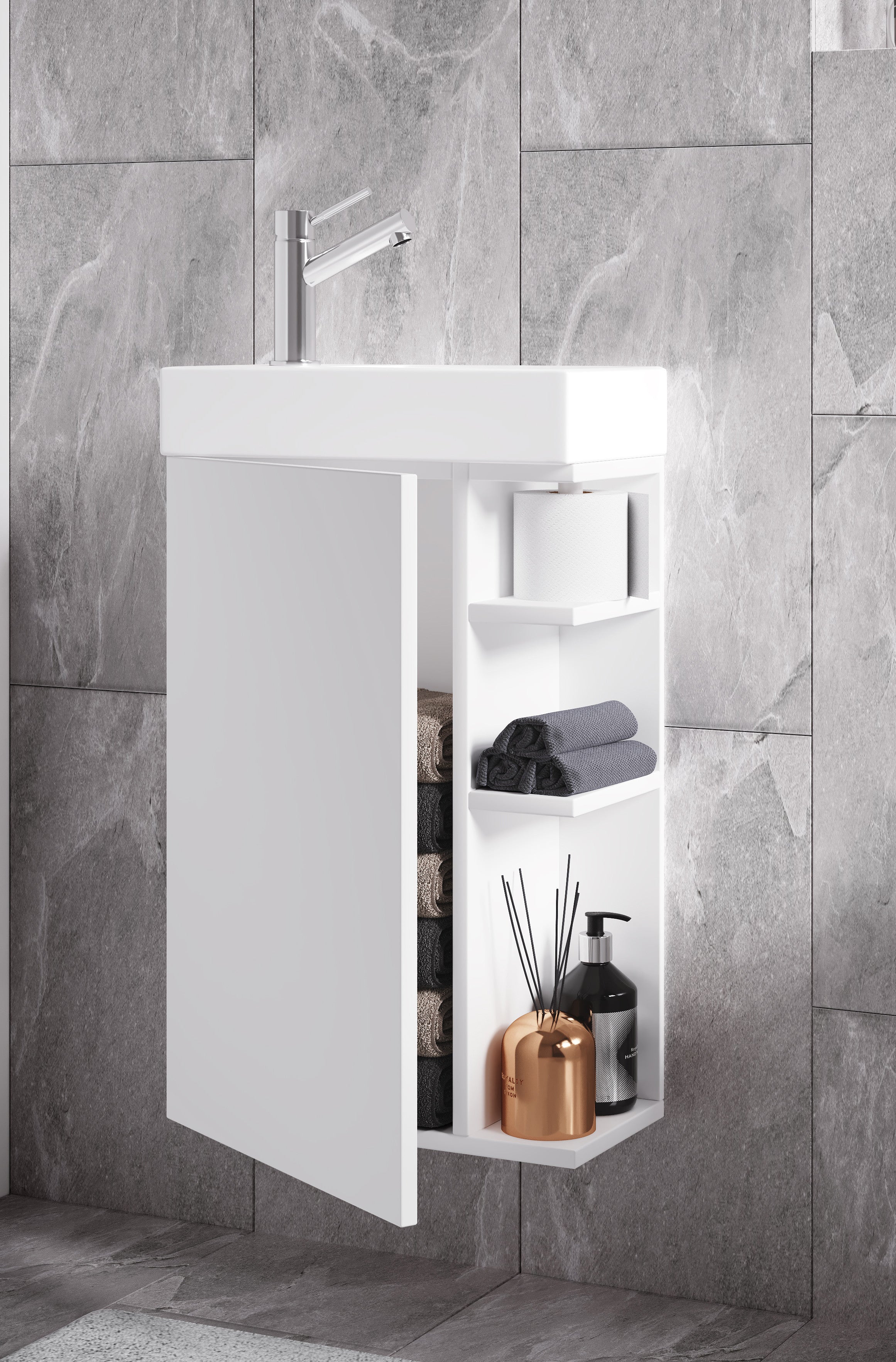 2-Osainen Pesuallassetti Lumia, valkoinen