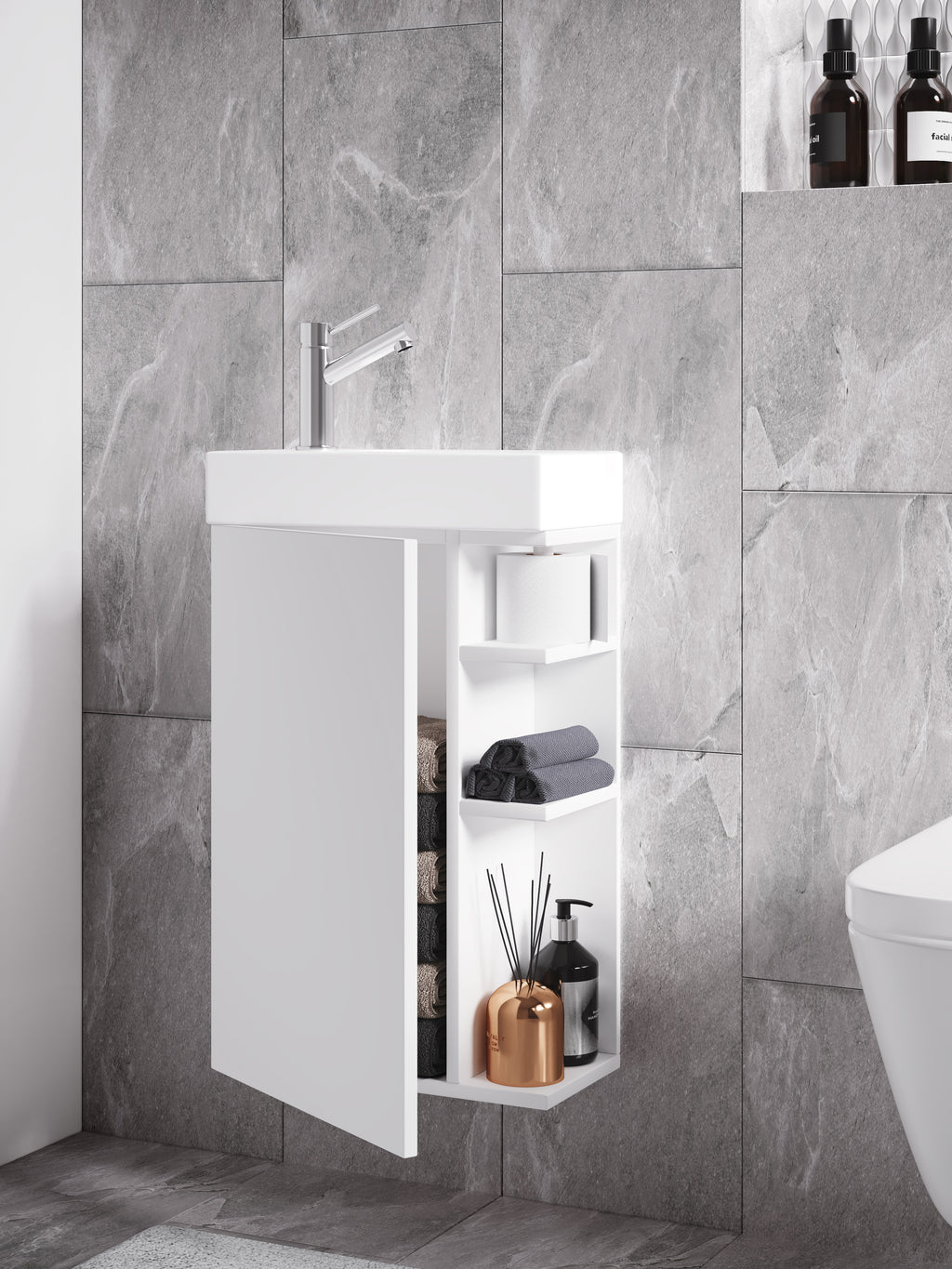 2-Osainen Pesuallassetti Lumia, valkoinen