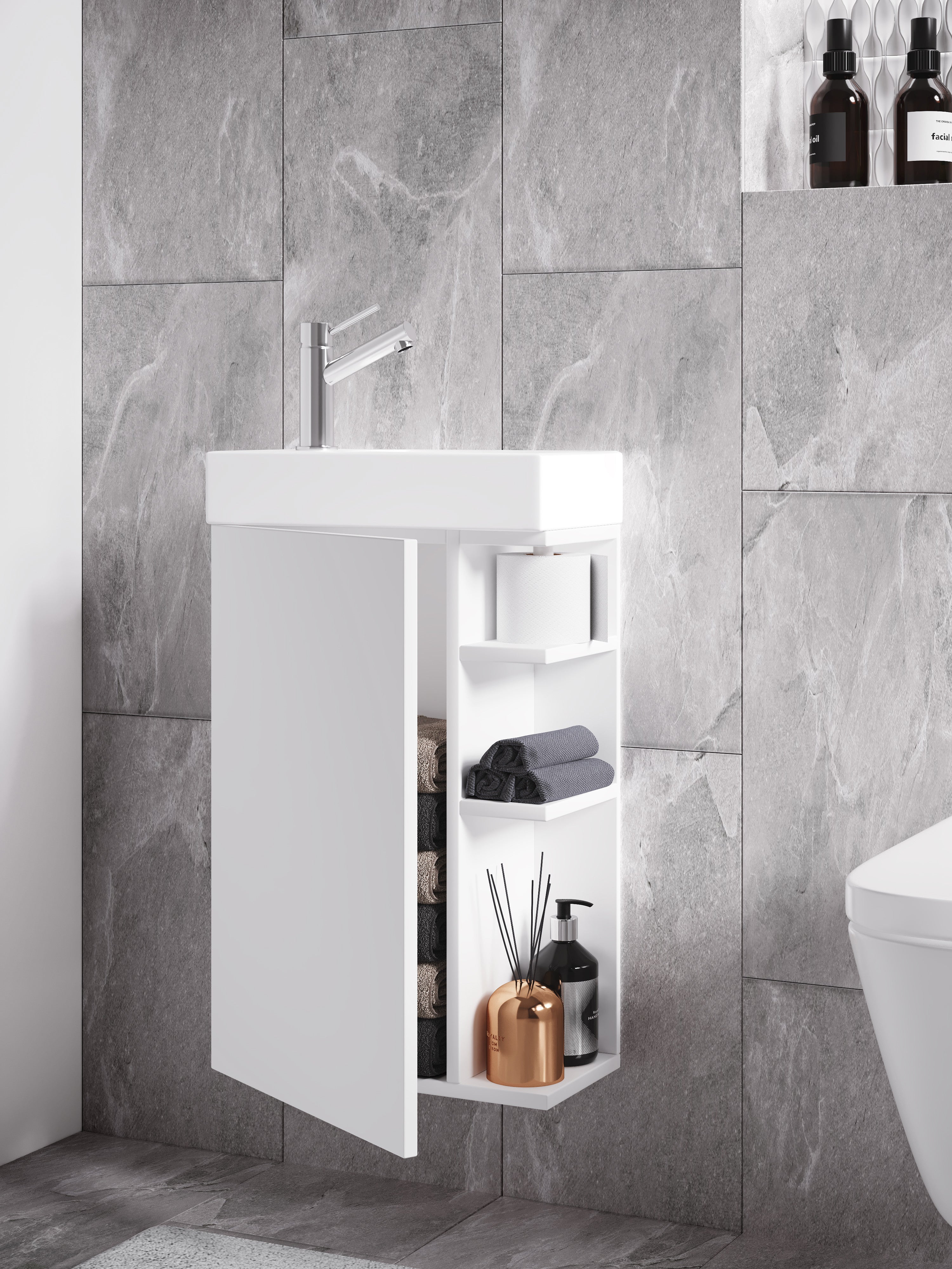 2-Osainen Pesuallassetti Lumia, valkoinen