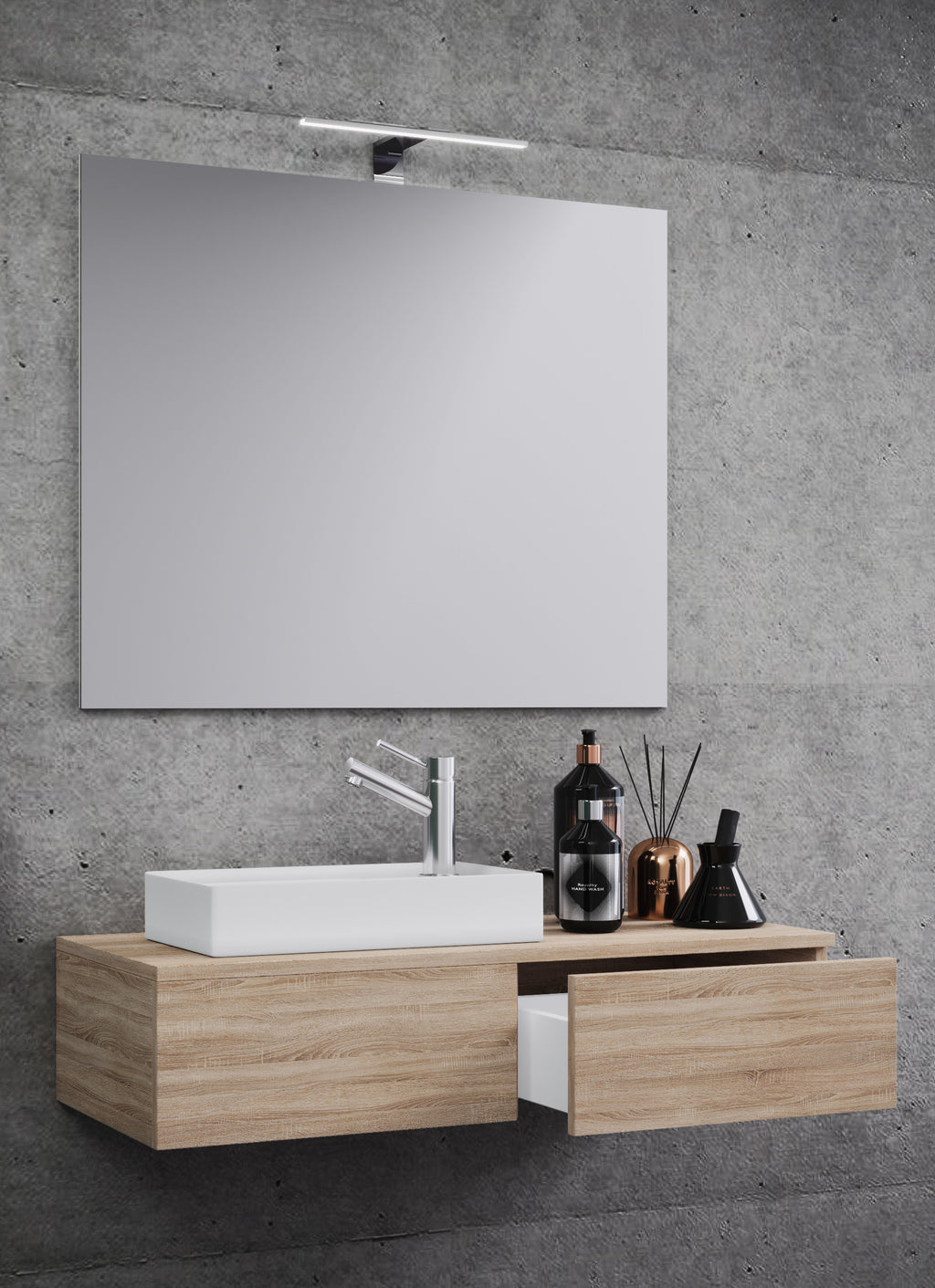 3-osainen Pesuallassetti Gudas Peilillä, puu