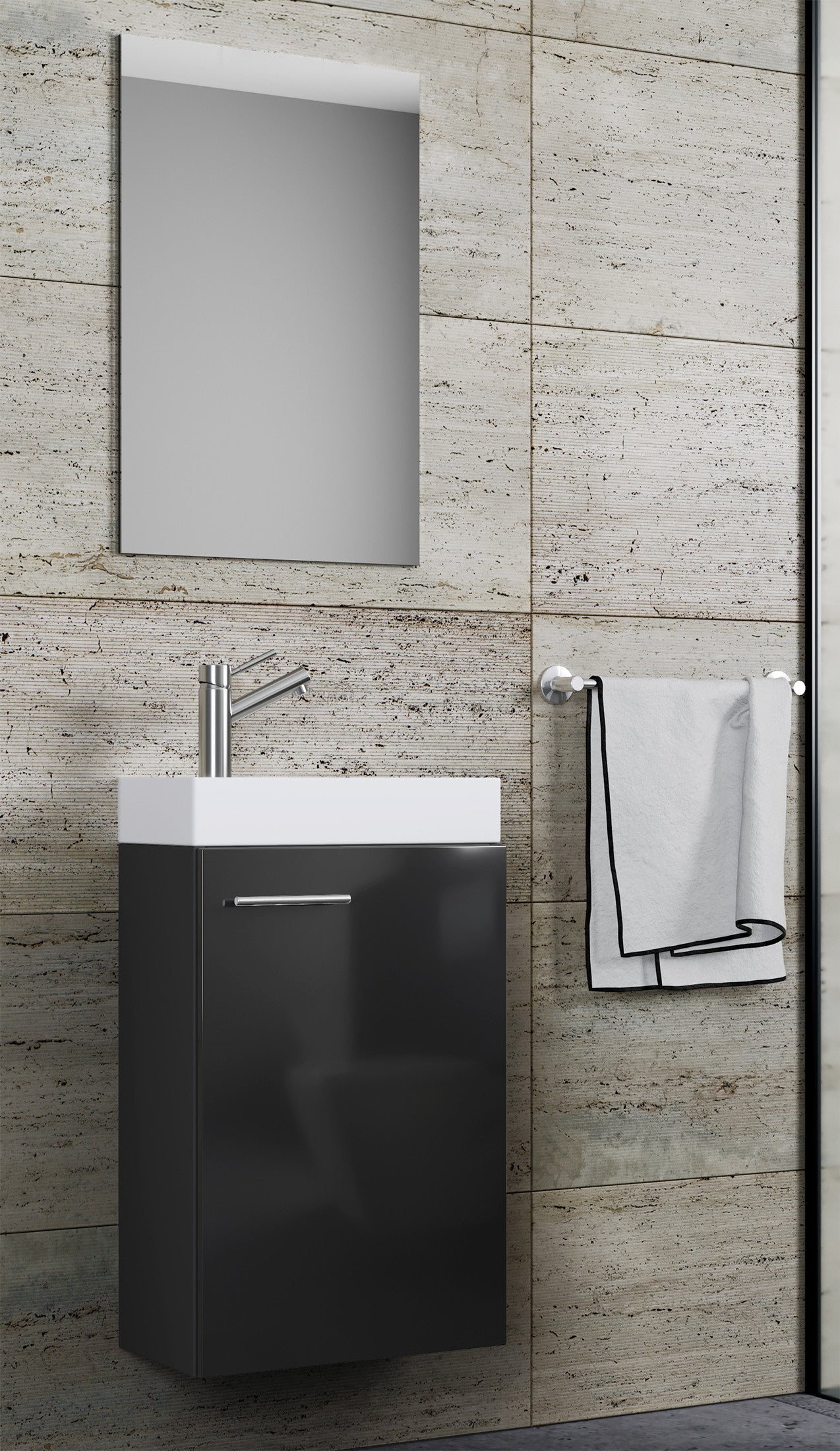 Pesuallassetti Slito Peilillä, harmaa