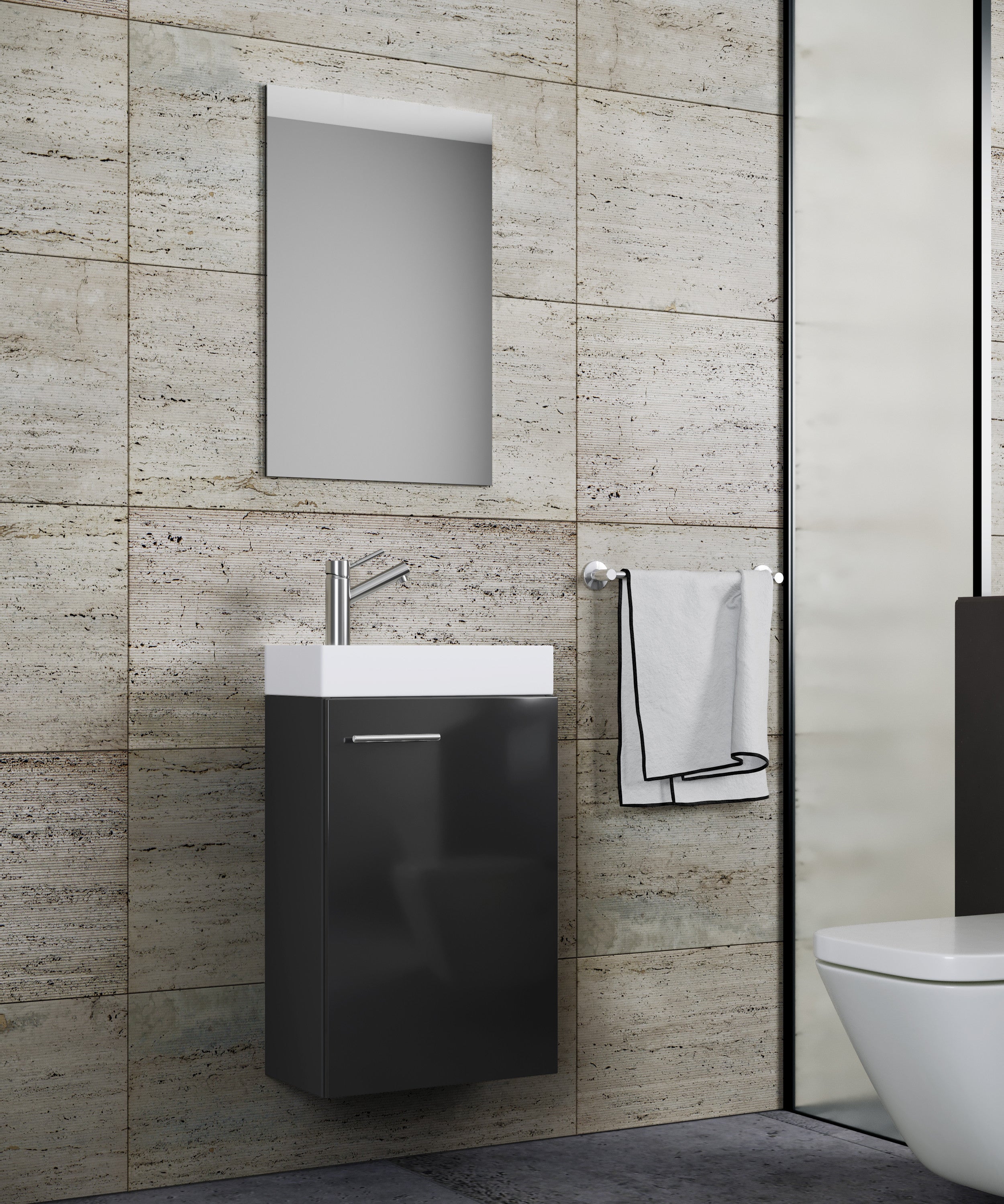 Pesuallassetti Slito Peilillä, harmaa