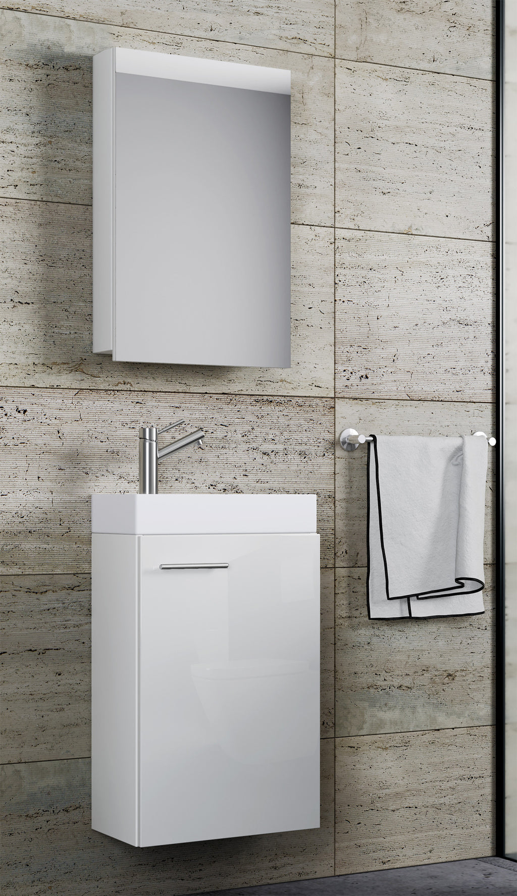 Pesuallassetti Slito Peilikaapilla, valkoinen