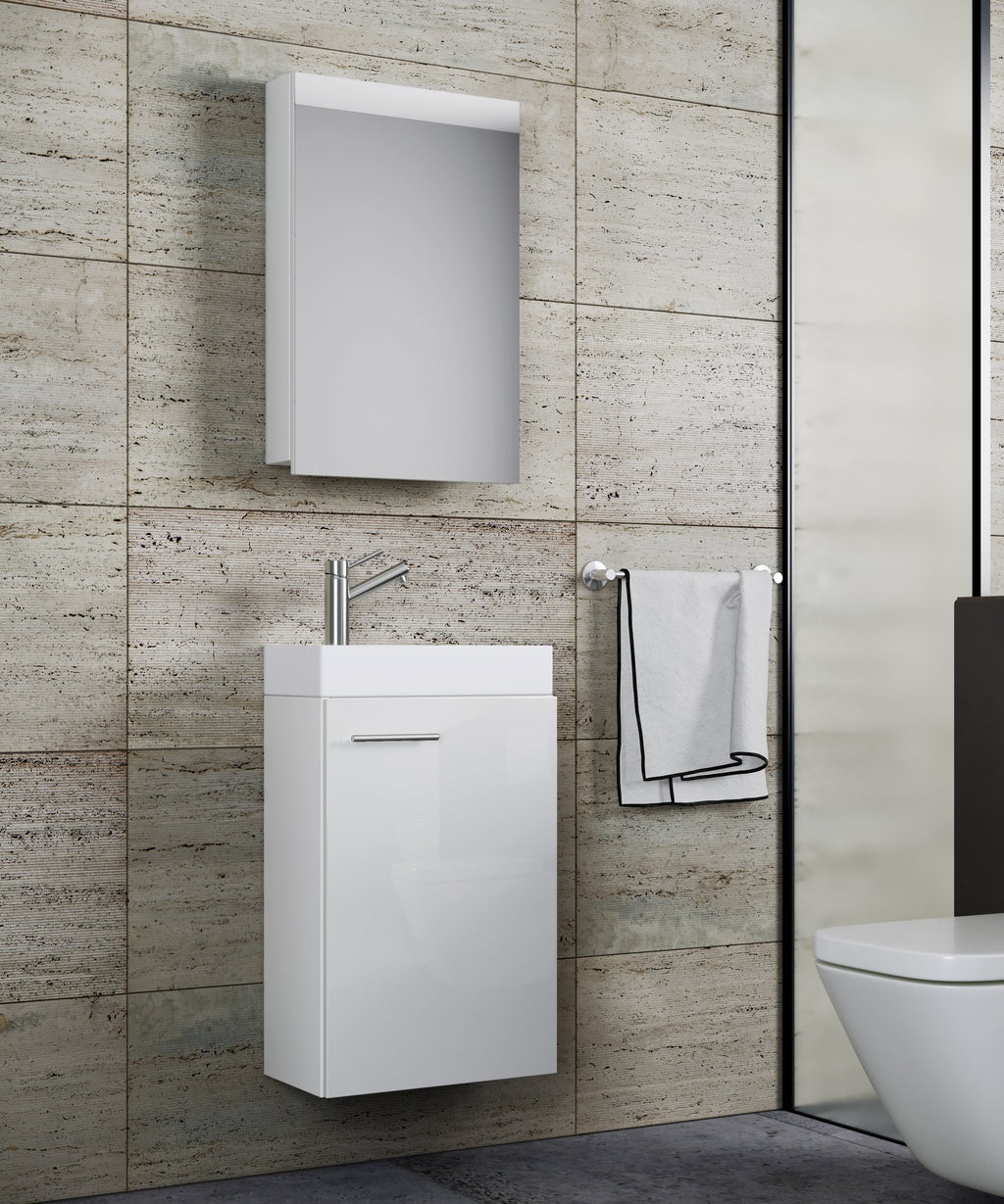 Pesuallassetti Slito Peilikaapilla, valkoinen