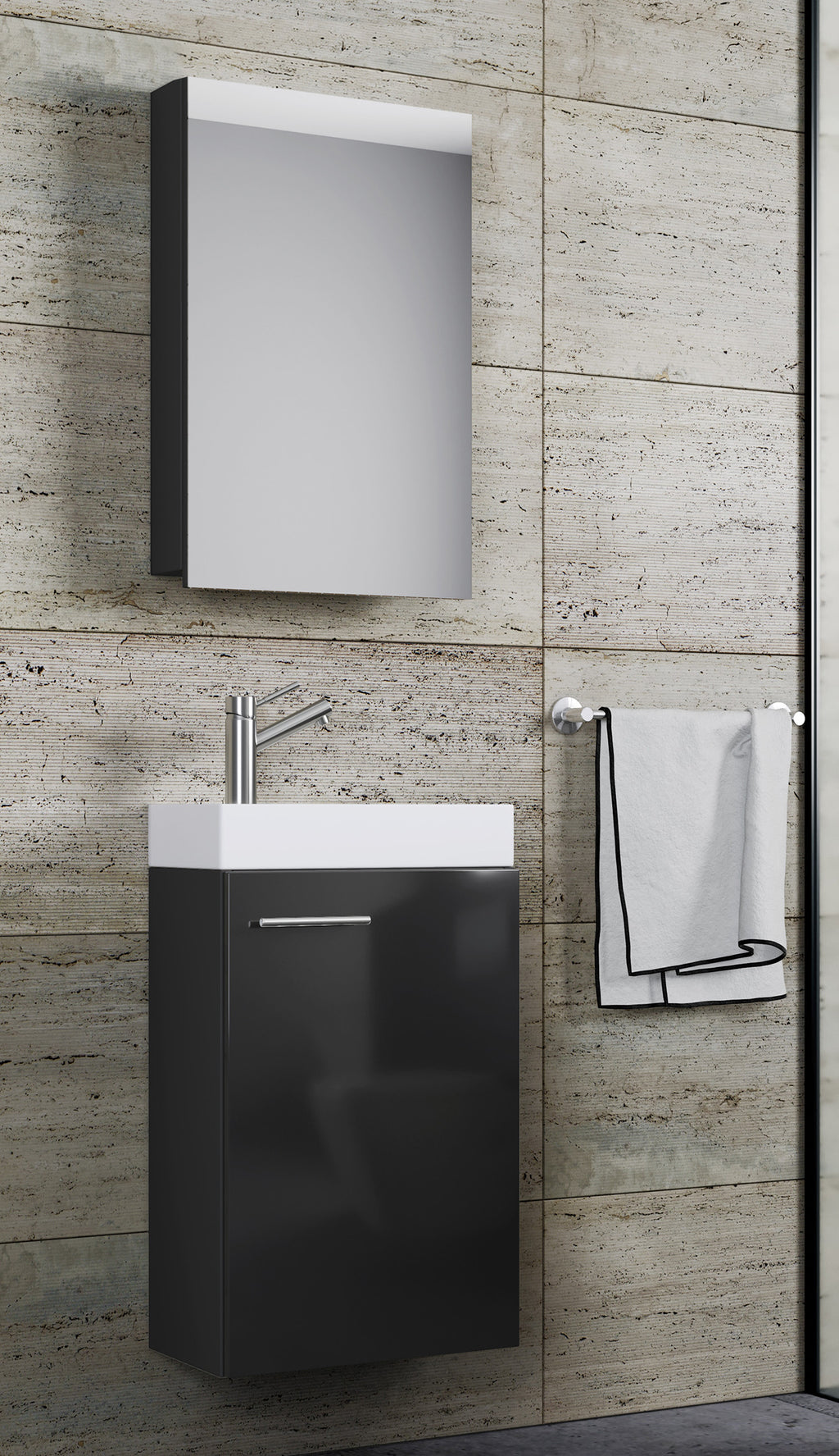 Pesuallassetti Slito Peilikaapilla, harmaa