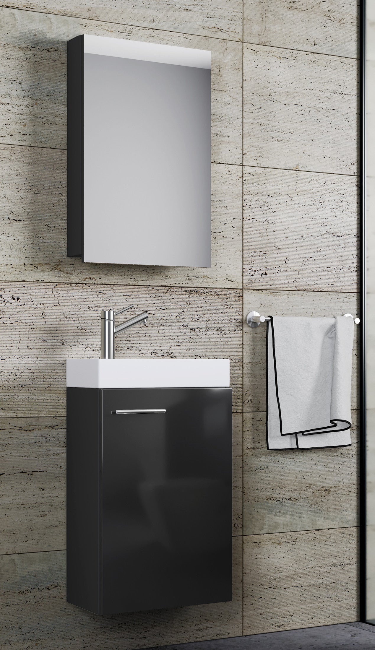 Pesuallassetti Slito Peilikaapilla, harmaa